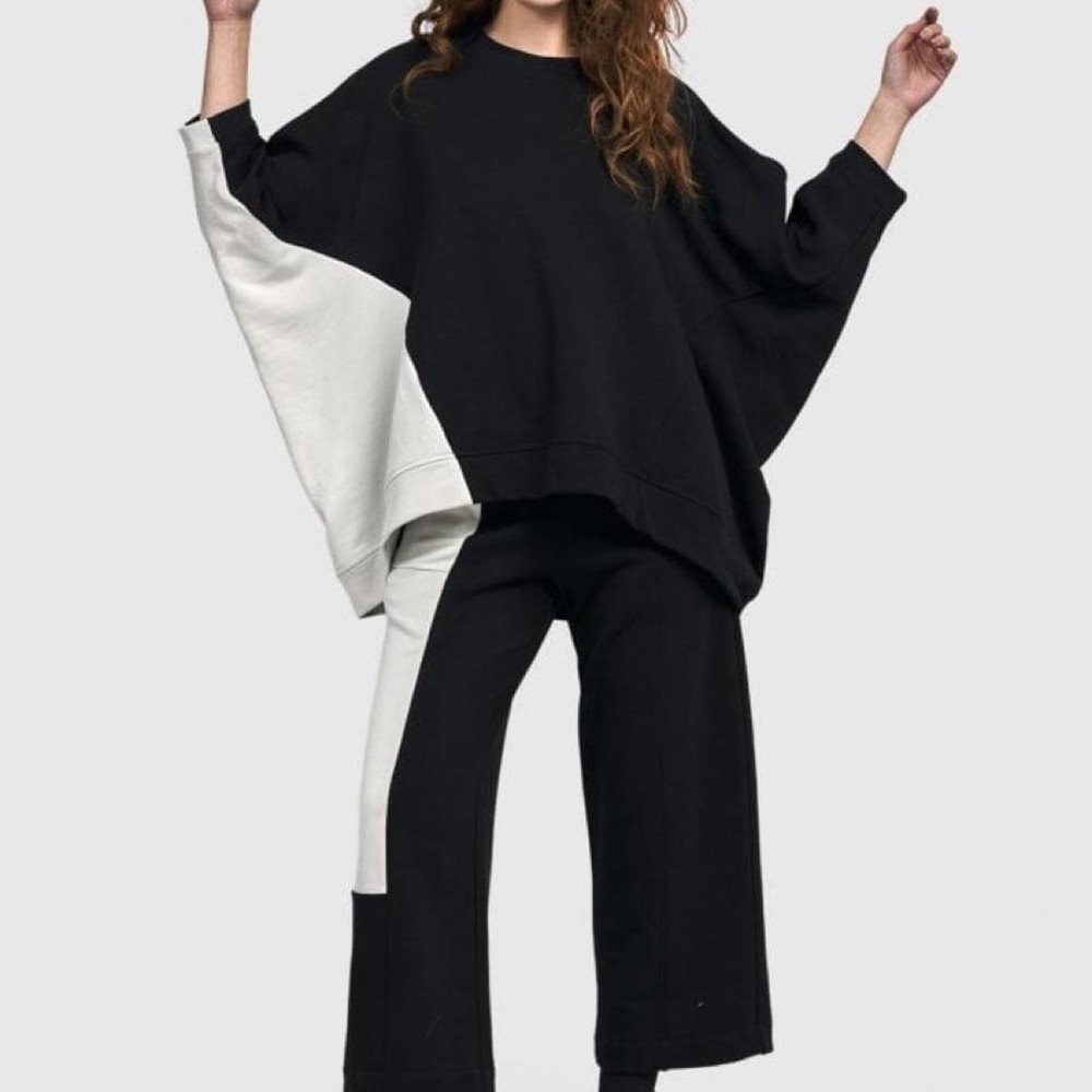 Urban By Alembika Oversized French Terry Jersey Crewneck 3/4 Sleeves Womens L